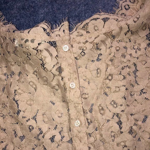 JOIE~Mushroom Elvia Back Button Lace Top~M - Picture 7 of 8